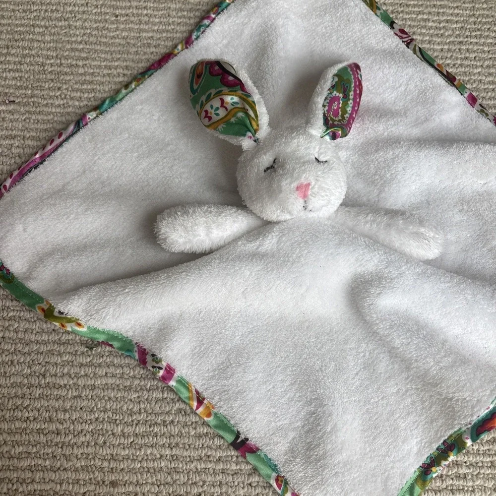 Vera Bradley Baby Lovey Bunny White/PINK Security Blanket Rabbit Bunny